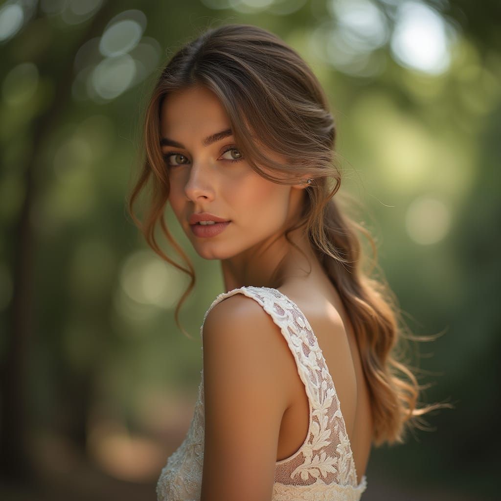 Elegant Woman Portrait with Bokeh and Natural Light