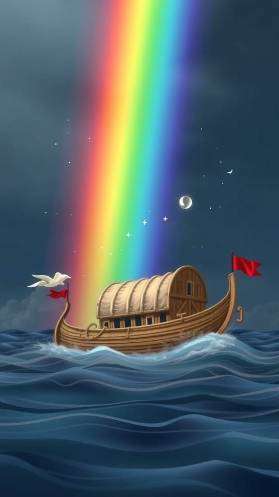 God promised a Rainbow after the Flood, which appeared above...