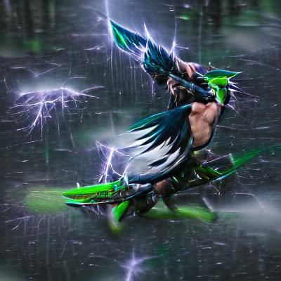 Green Lightning Crow in 8K Resolution