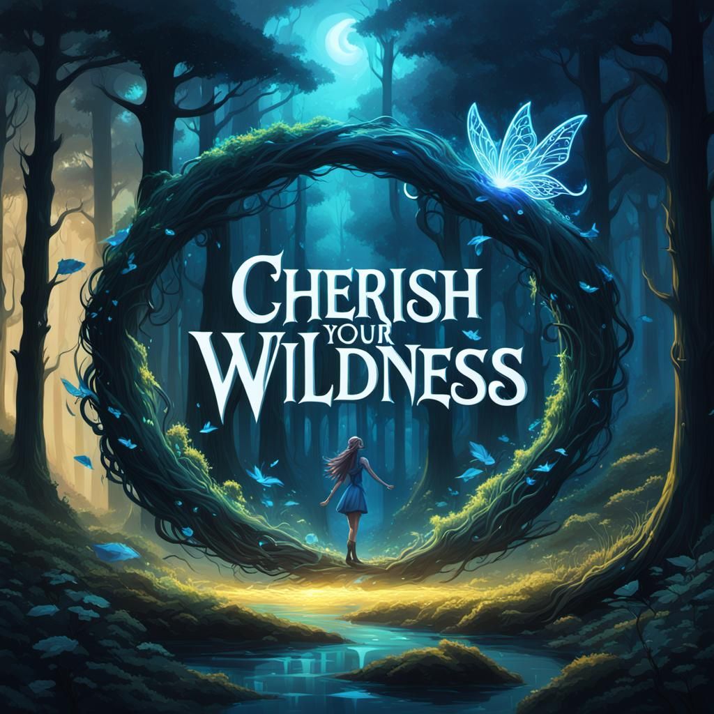 Glowing Words of Magic in Dark Forest