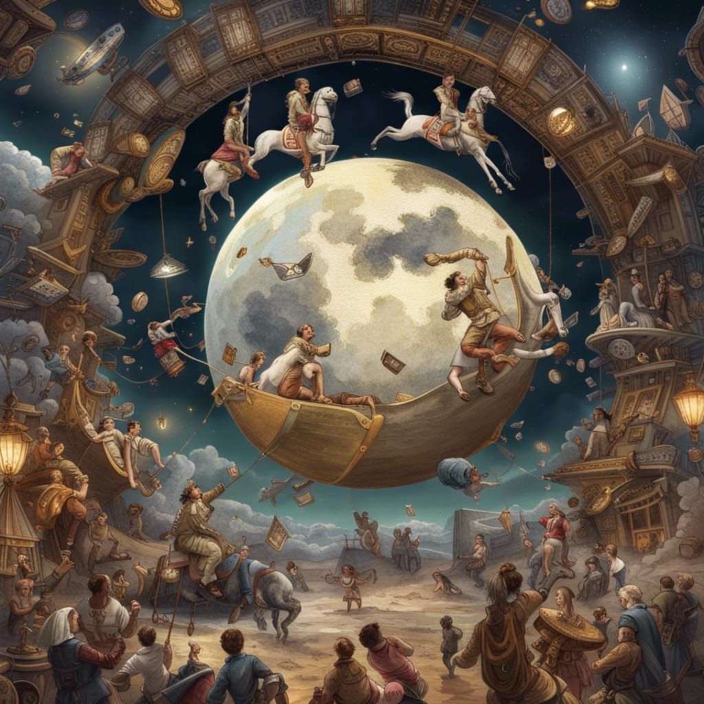 Carousel Moon: Surreal Digital Art Masterpiece