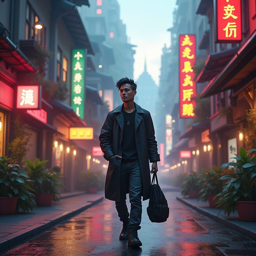 Mystical Metropolis at Dusk: Digital Painting