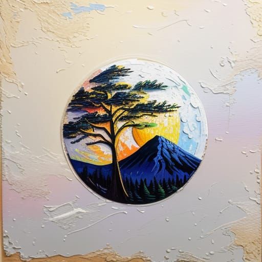 Impressionist Moon in Gouache with Thick Brushstrokes