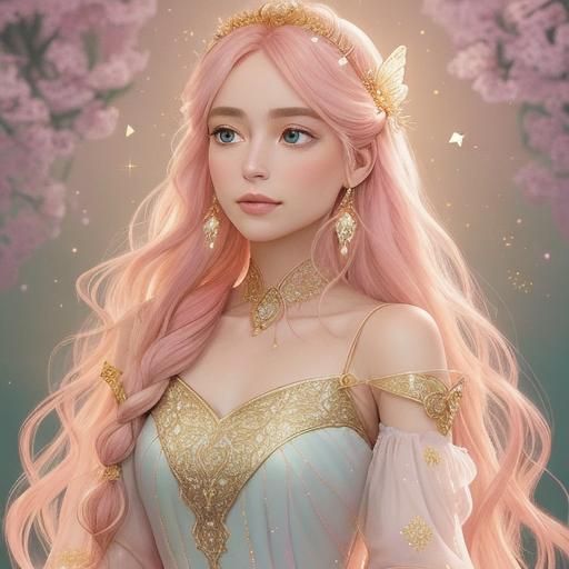 Ethereal Woman with Butterfly Wings in Pastel Colors