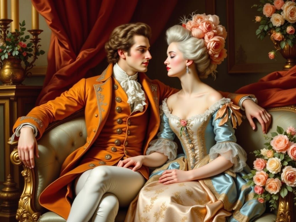 Romantic Aristocratic Portrait in Rococo Style