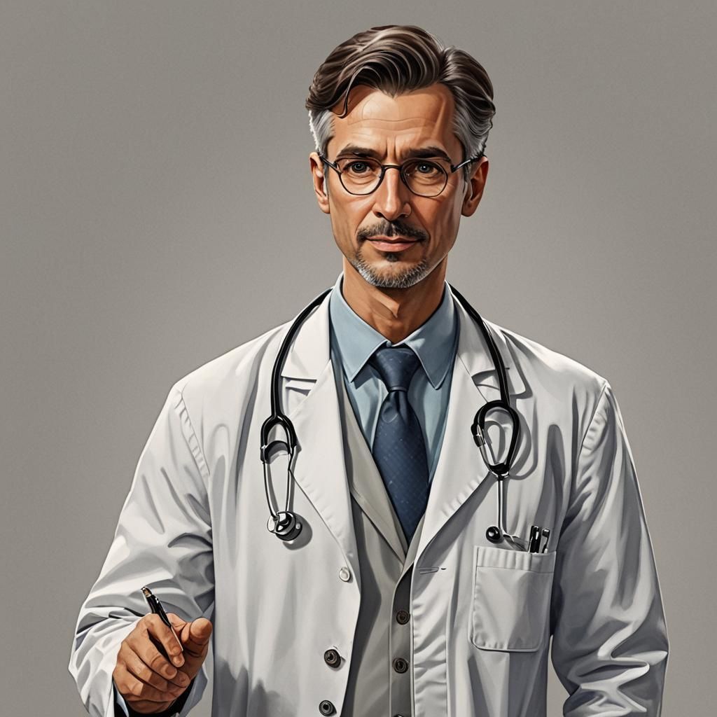 Detailed Doctor Explaining in Vector Style