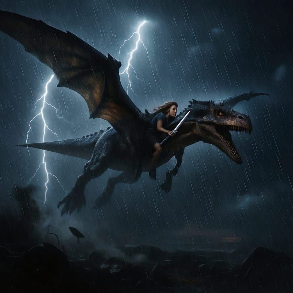 Pterodactyl Abducts Person From Ground in Dramatic Sky