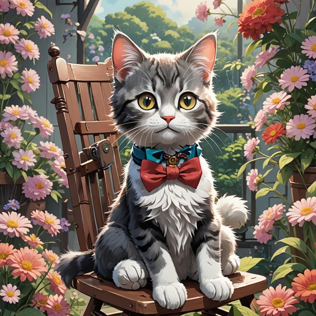 Cyborg Kitten in Anime Style by Makoto Shinkai