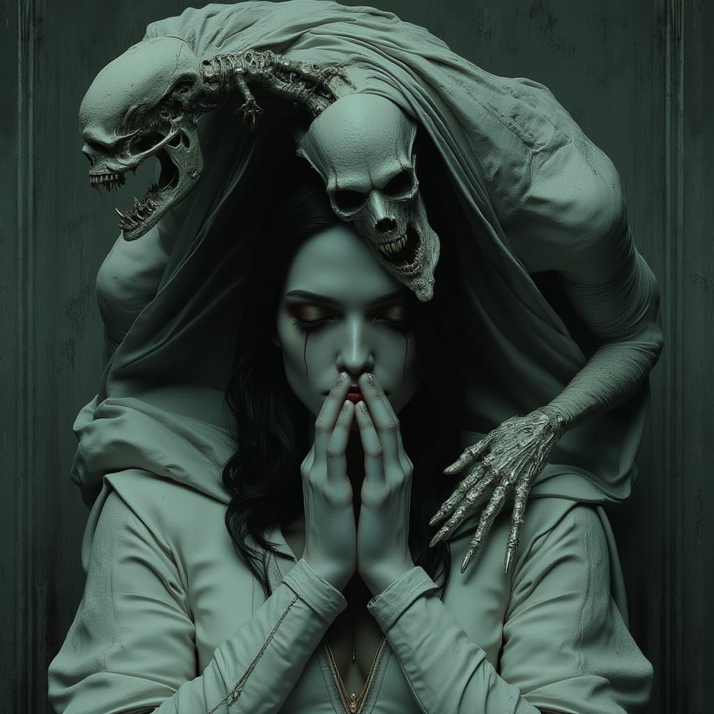 Sinister Baroque Sci-Fi Woman in a Haunted Asylum