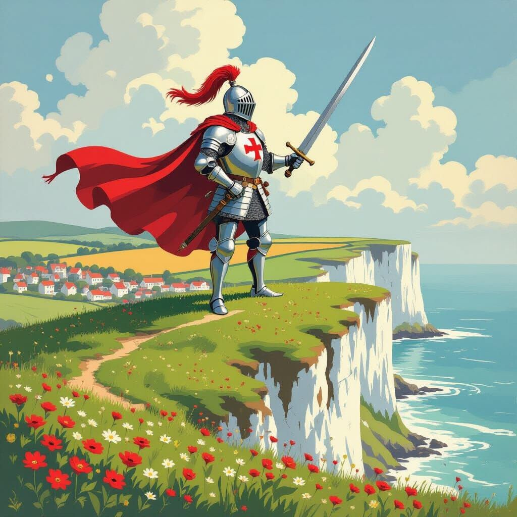 England as Valiant Knight: Disney-Style Painting
