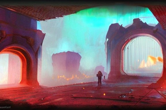 Ominous Aetherpunk Nether Portal Concept Art