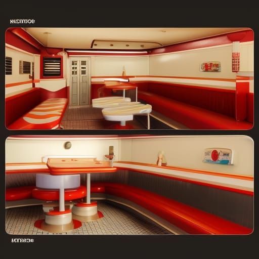 Classic 1950s Diner in 3D Rendered Style