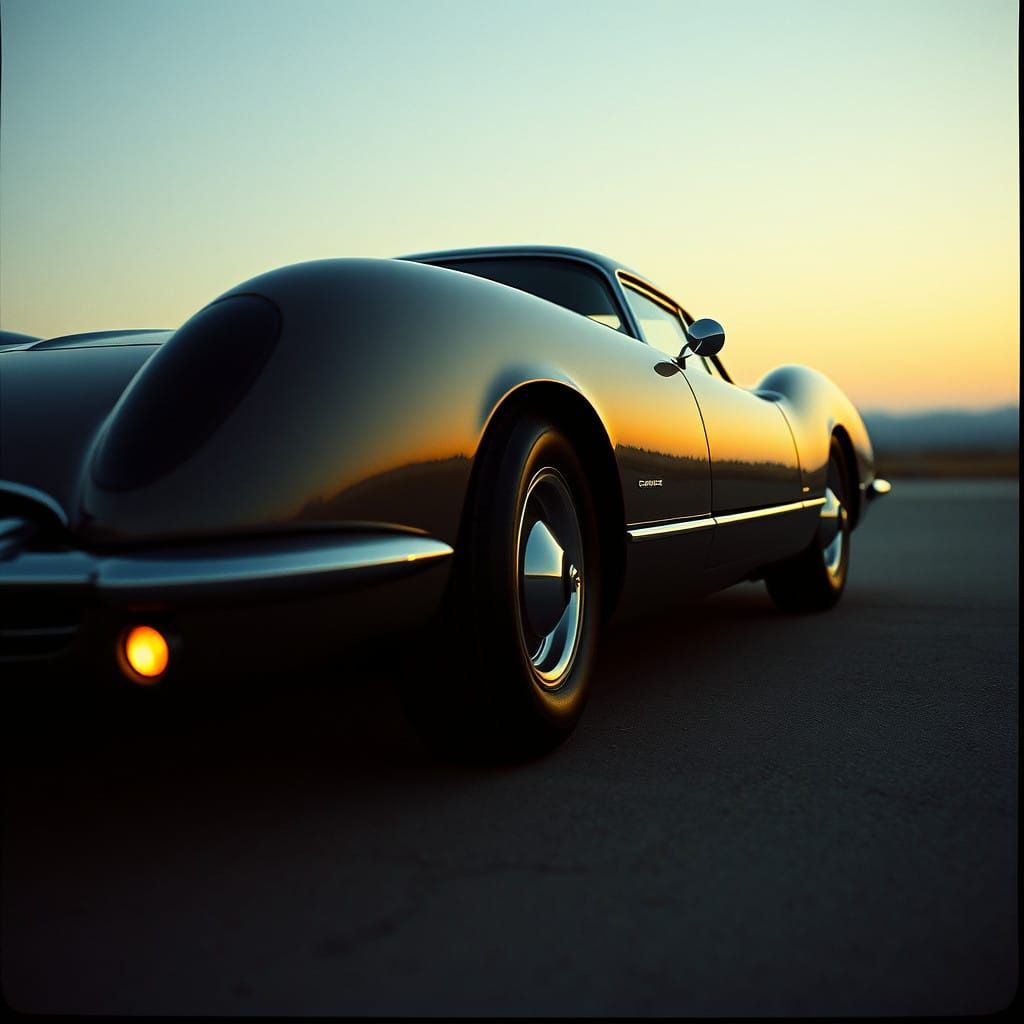 Vintage Electric Automobile in Nostalgic Cinematic Style