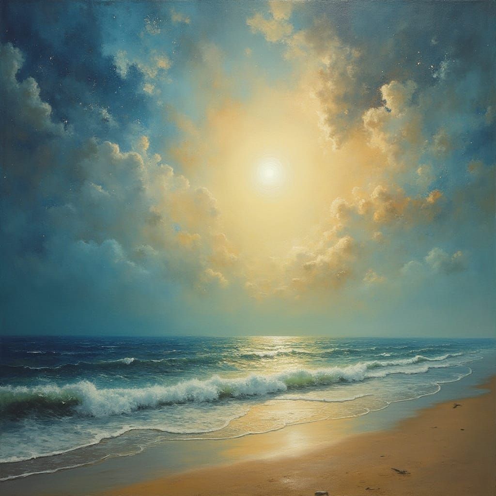 Serenity Over Endless Ocean in Ethereal Colors