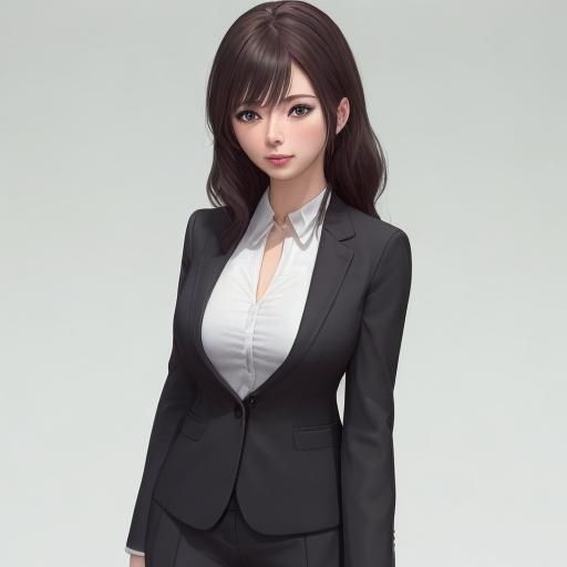 Anime Woman in Office Outfit: 3D Art