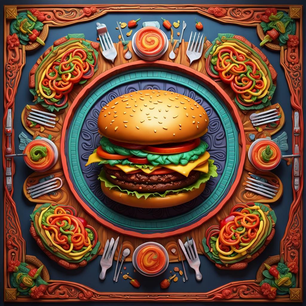 Burger Mandala in Art Nouveau Style