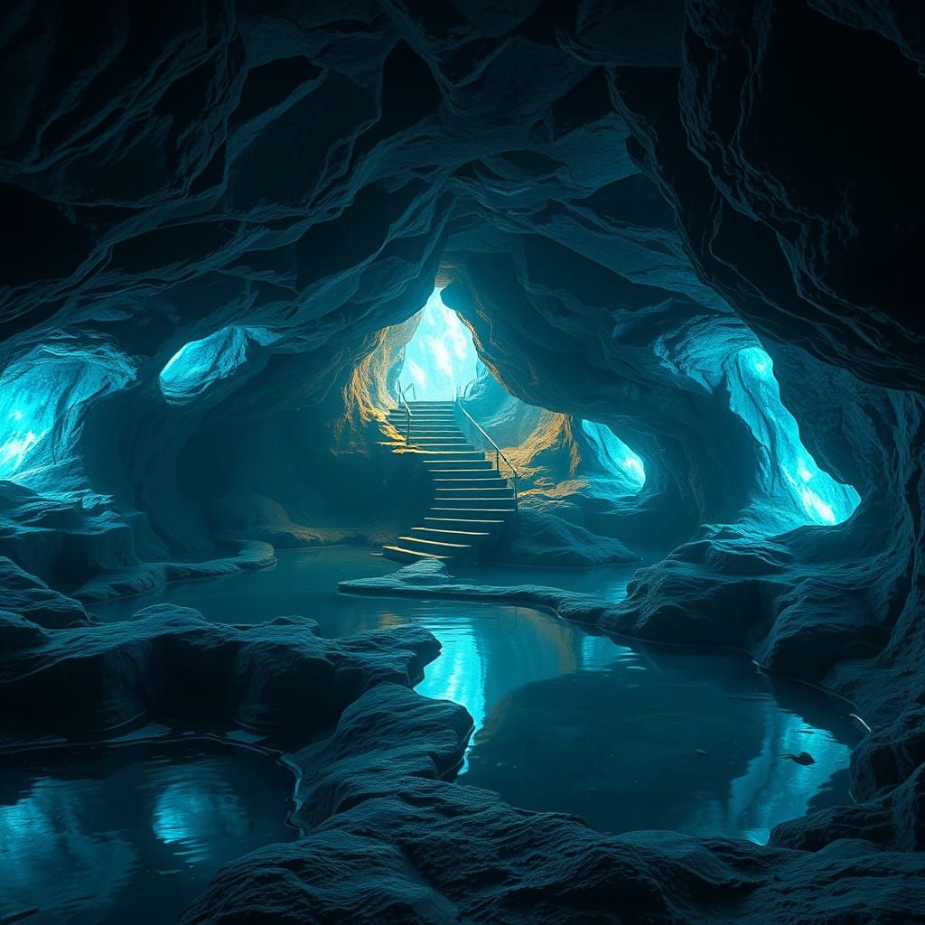 Surreal Underground Realm in Hyperrealistic Detail
