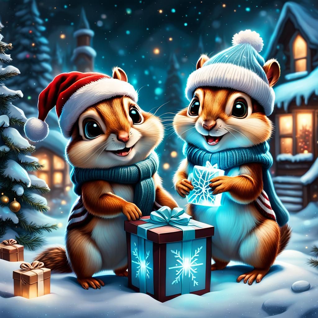 Chipmunks Celebrate Christmas in Bioluminescent Winter Wonde...