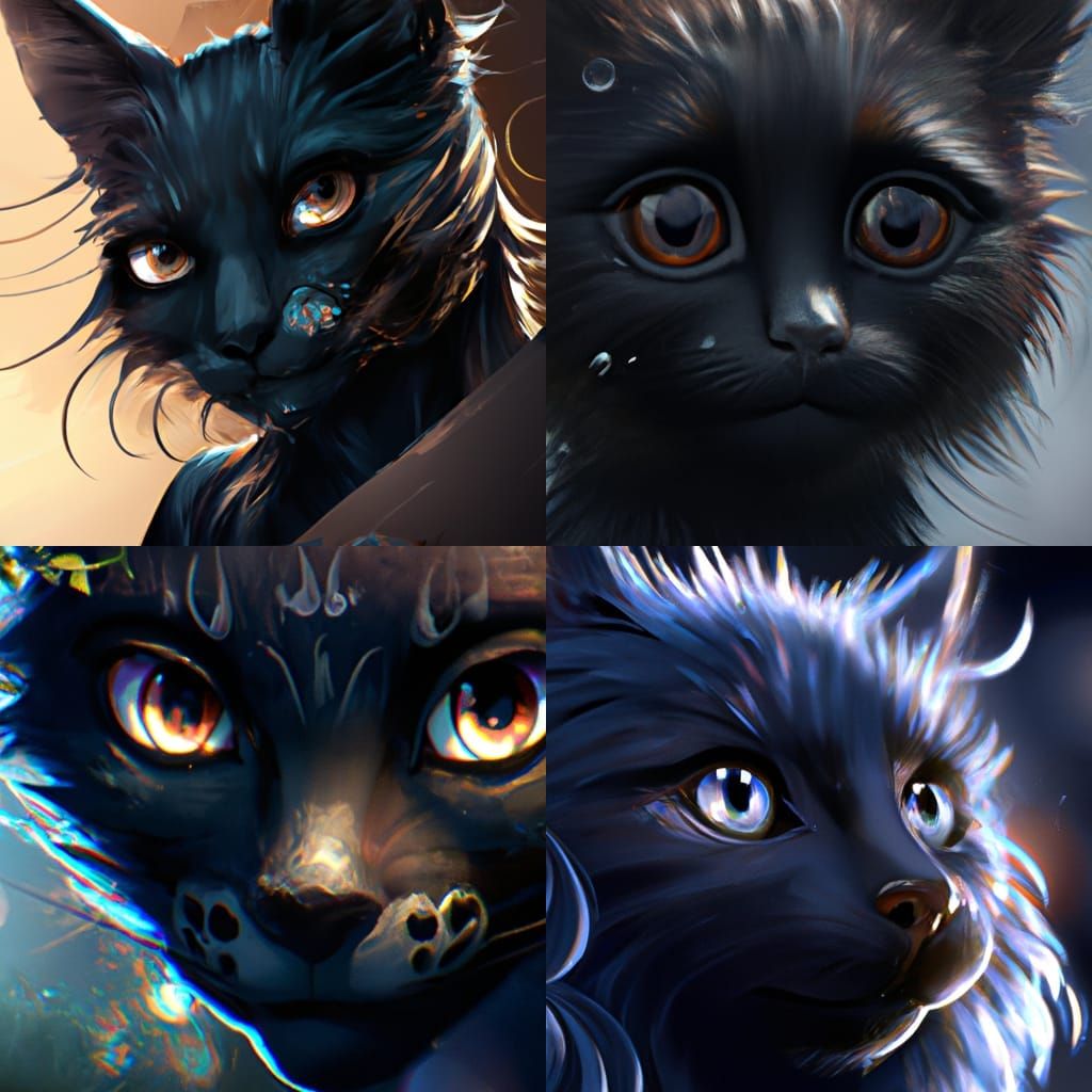 Hyperdetailed Black Cat Portrait in Volumetric Lighting