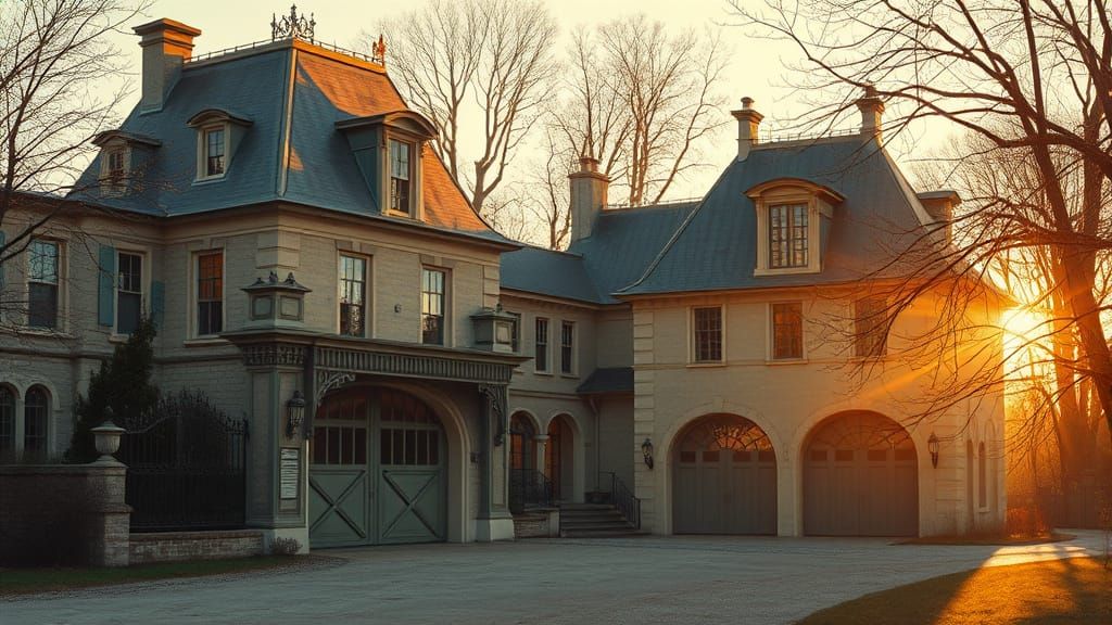 Chateau in Golden Hour Light: Nostalgic Spring Comfort