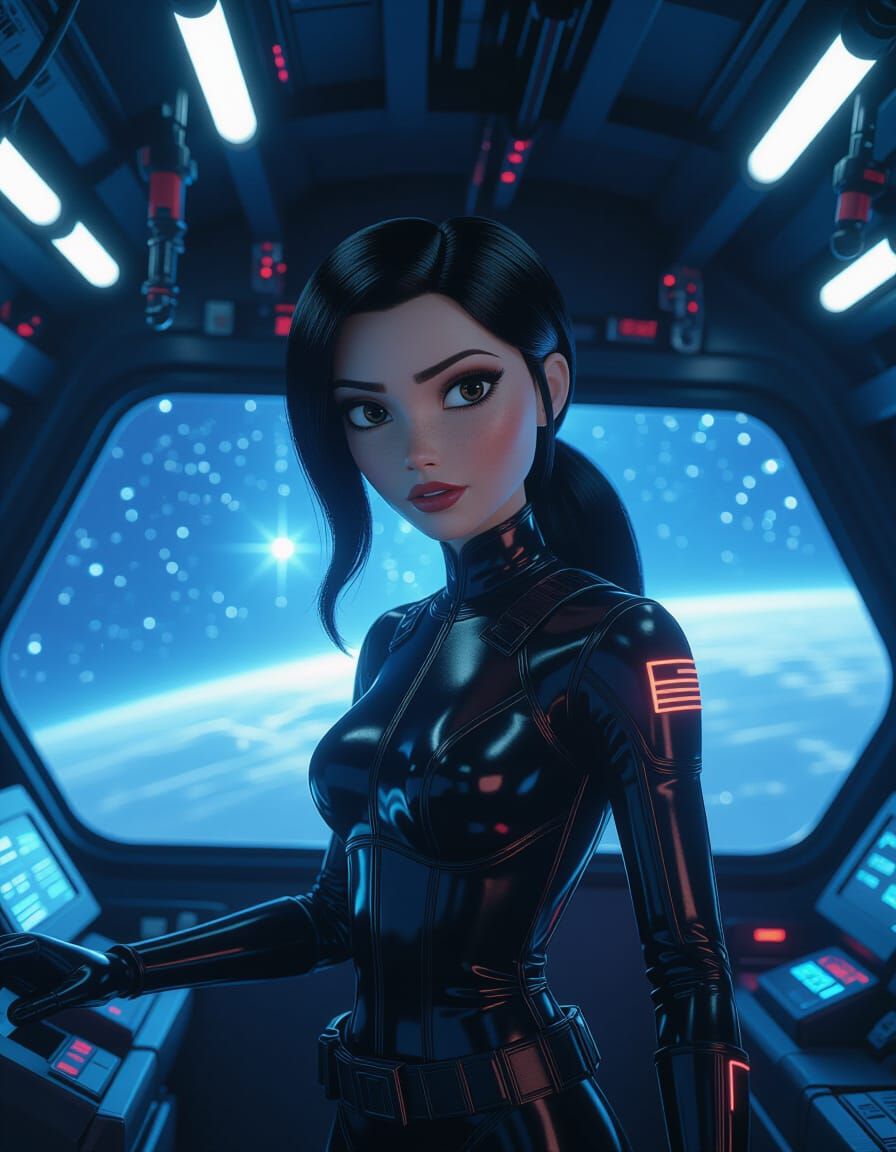 Space Trucker Overlooking Binary Star System: Pixar Style