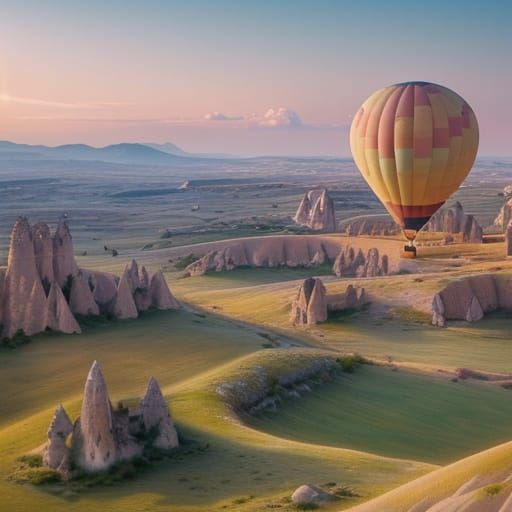 Ethereal Cappadocia Landscape at Golden Hour