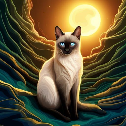 8-Bit Siamese Cat in Digital Matte Painting Style
