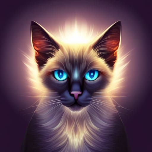 8-Bit Siamese Cat Digital Art