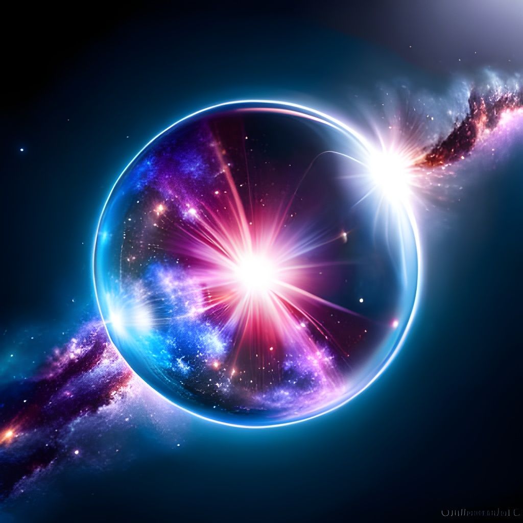 Galaxies Inside Glass Orb as 3D Rendered Art
