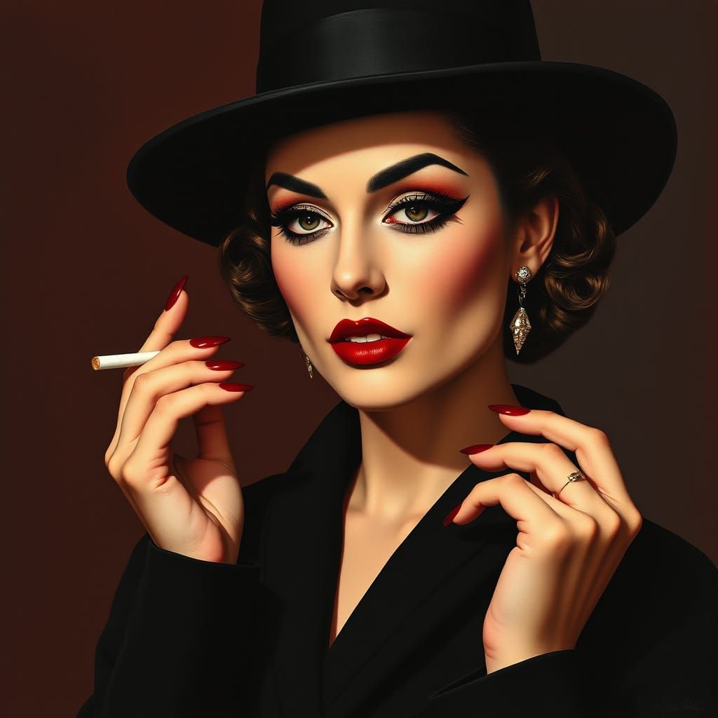 Elegant Woman in 1950s Glamour