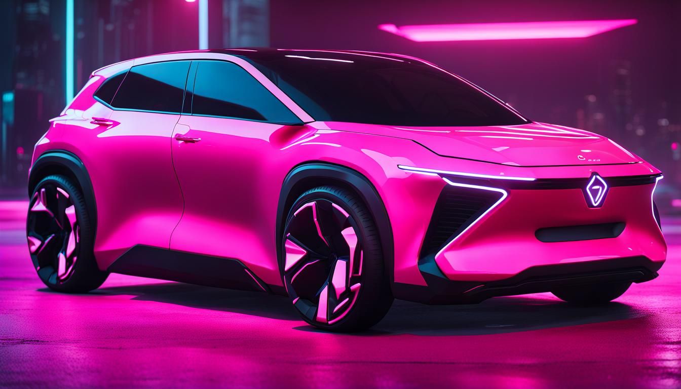 Cyberpunk 2077 Changan Electric Car Concept in Neon Pink