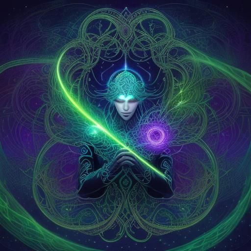 Holographic Astral Cityscape by Pablo Amaringo in Mixed Medi...