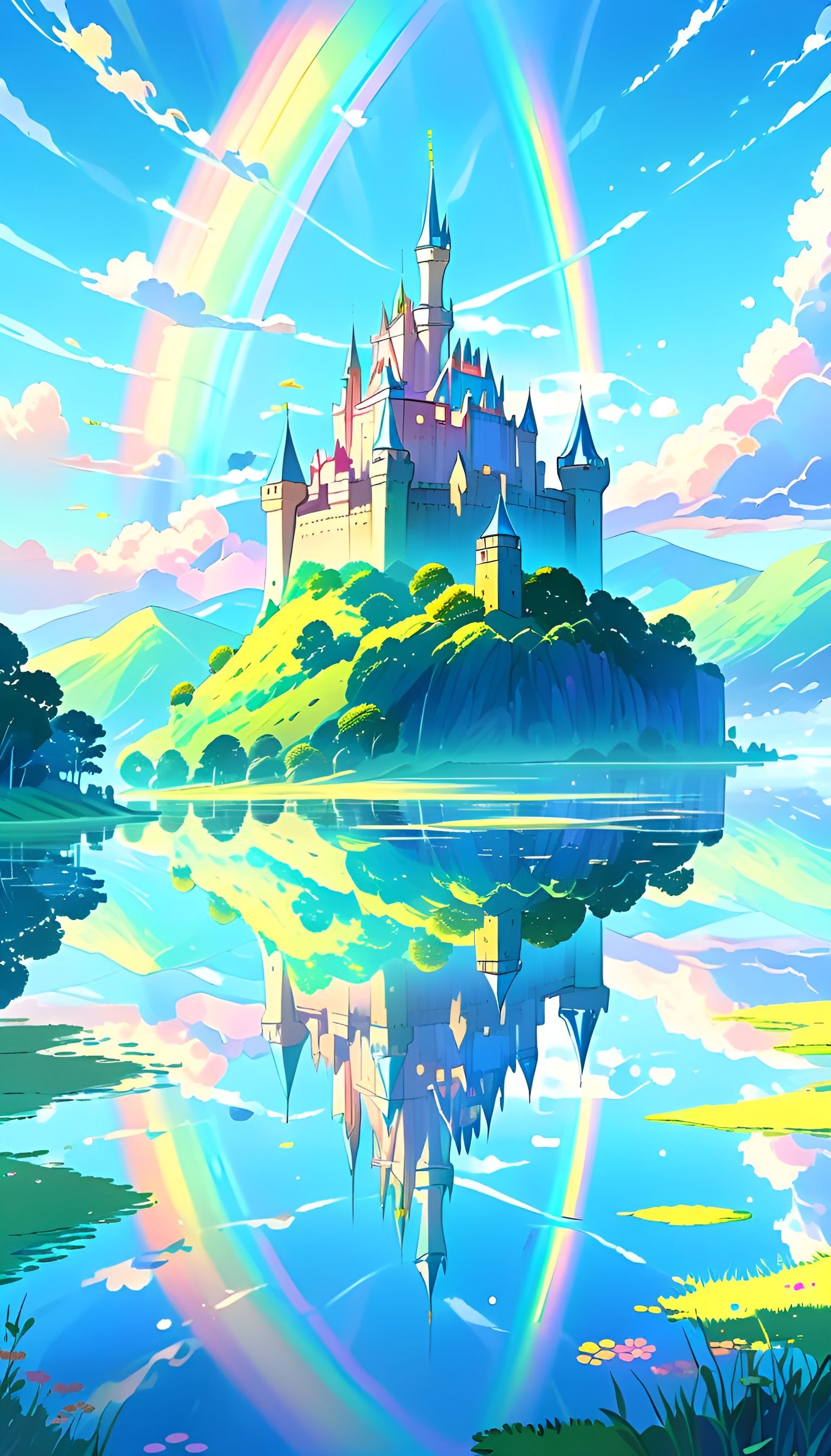 The Mirror Lake reflect the beauty of the Rainbow Castle