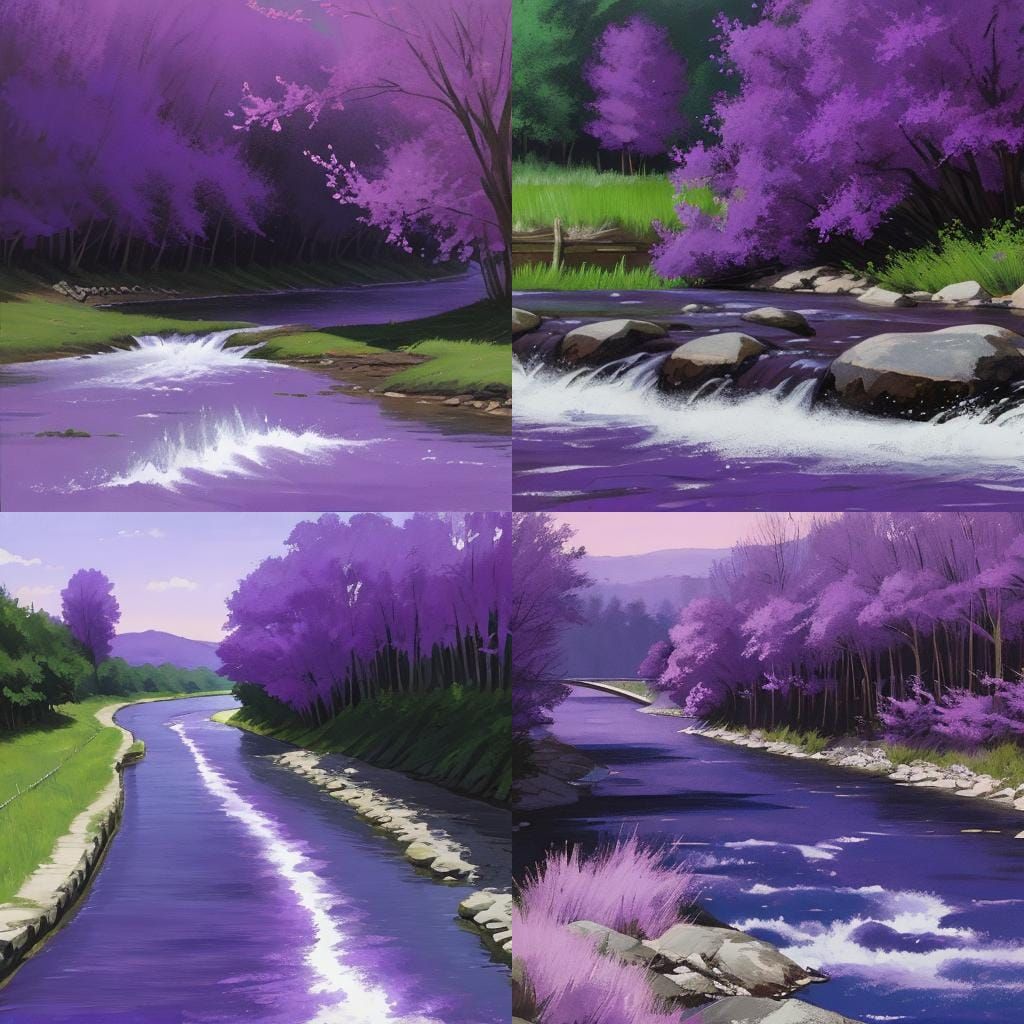 Ethereal Purple Dreamscape River Scene