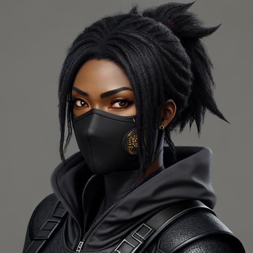 Black female ninja portrait