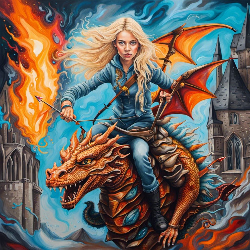 Dragon Rider Portrait in Graffiti Art Style