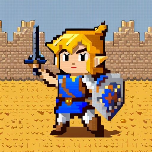 Pixel Art Knight Zelda in Game
