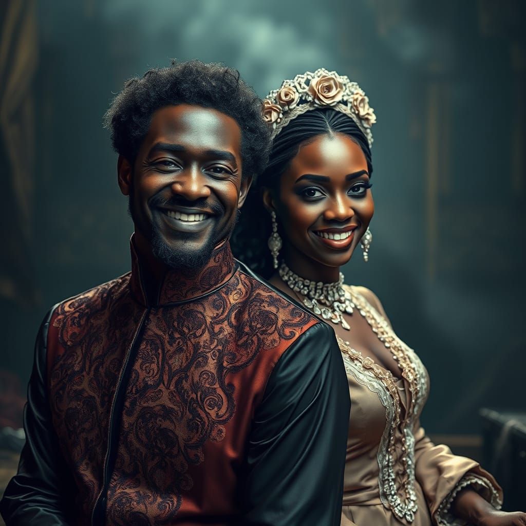 Elegant Baron and Baroness Portrait in Opulent HDR Style