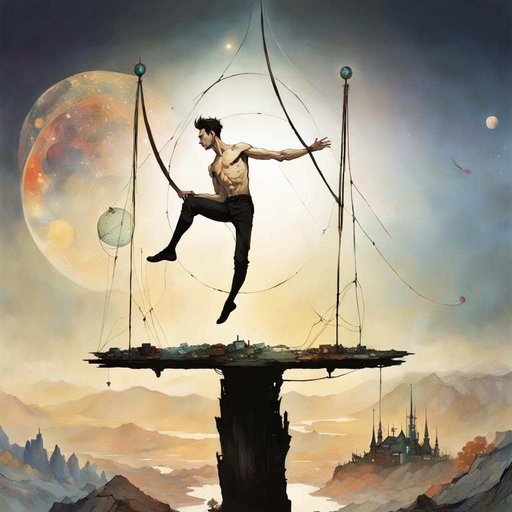 Equilibrist Portrait in Macabre Wonderland Style