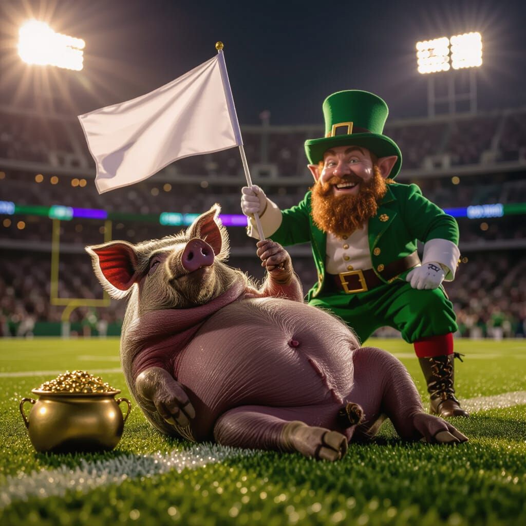 Razorback Surrenders to Leprechaun on Football Field