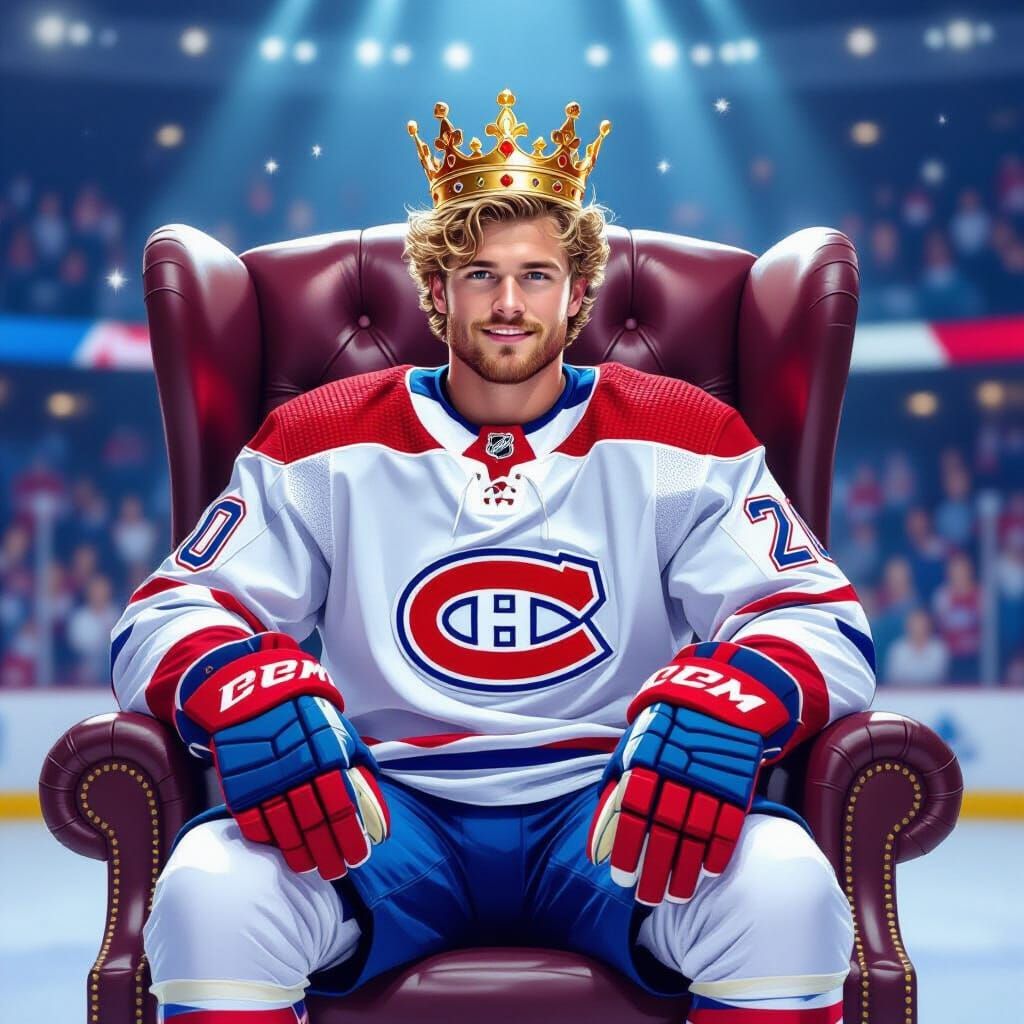 Cole Caufield Crowned King of Canadiens in Sports Art Style
