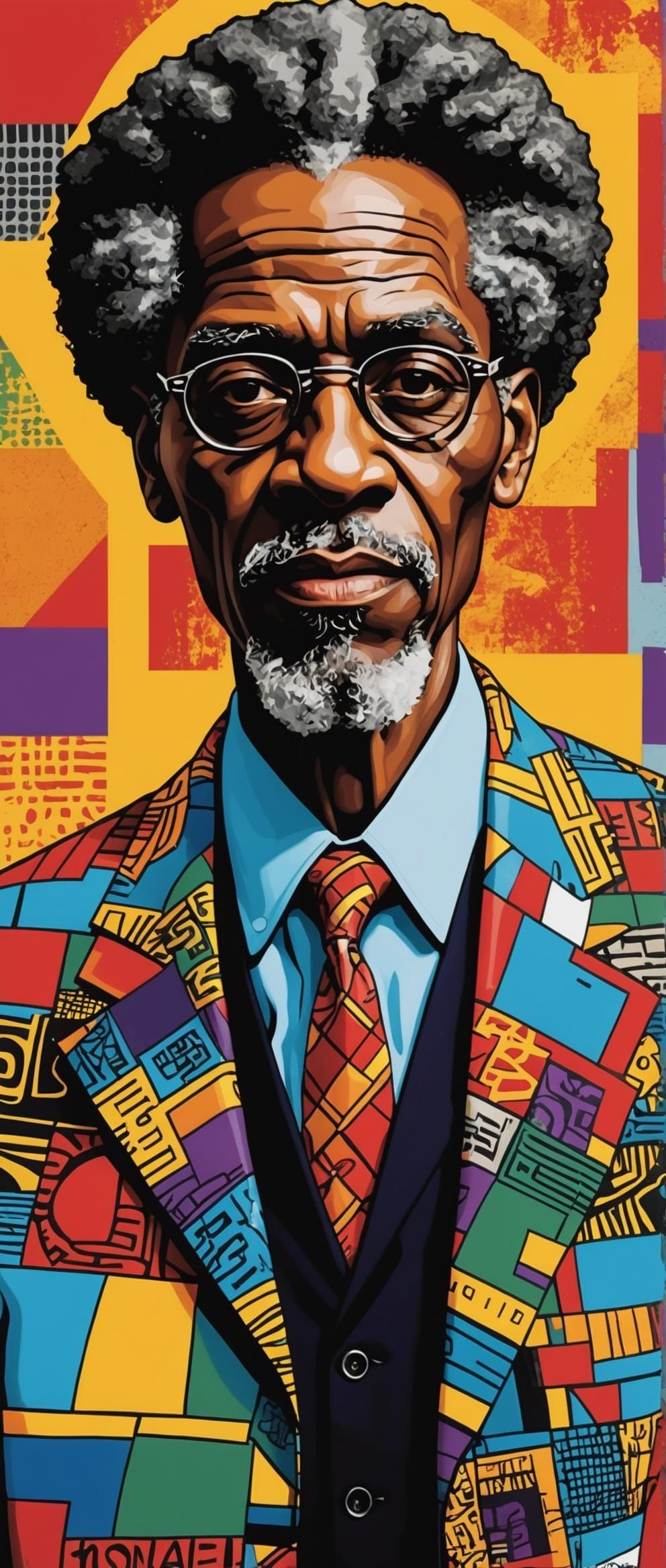 Afrofuturist Portrait in Street Pop Art Style