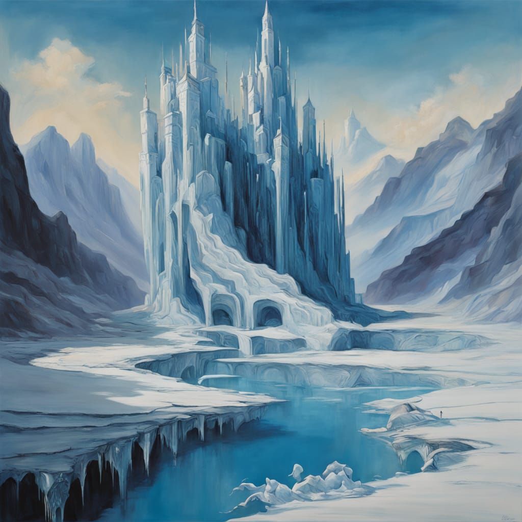 Elsa in Regal Ice Palace with Melting Stalactites