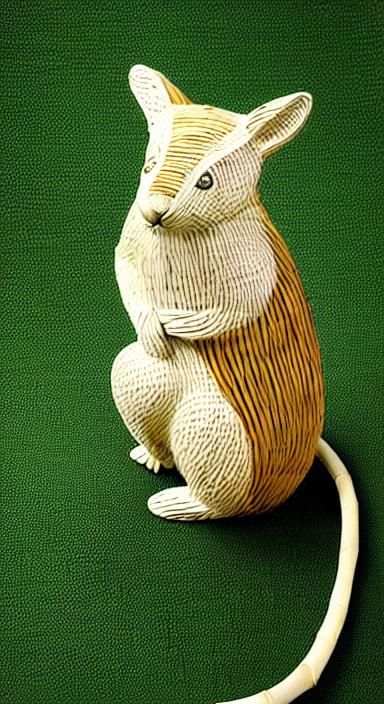 Woven Bamboo Kangaroo Rat Sculpture