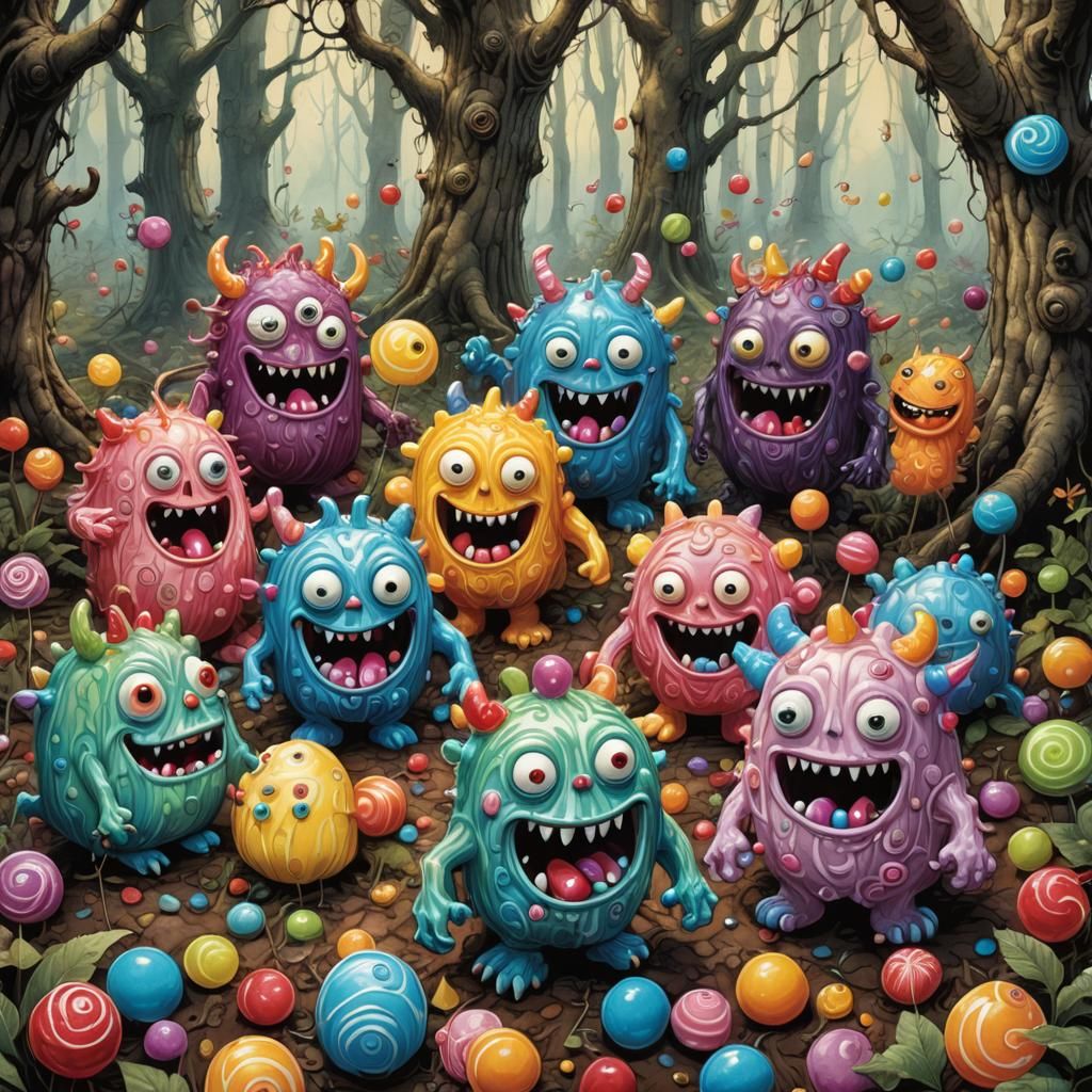 Candy Monsters Hide and Seek: Storybook Illustration