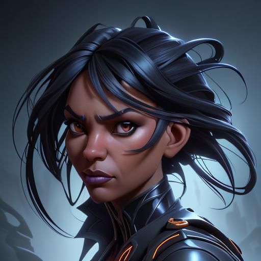 Detailed Goth Woman Portrait in Digital Art Style