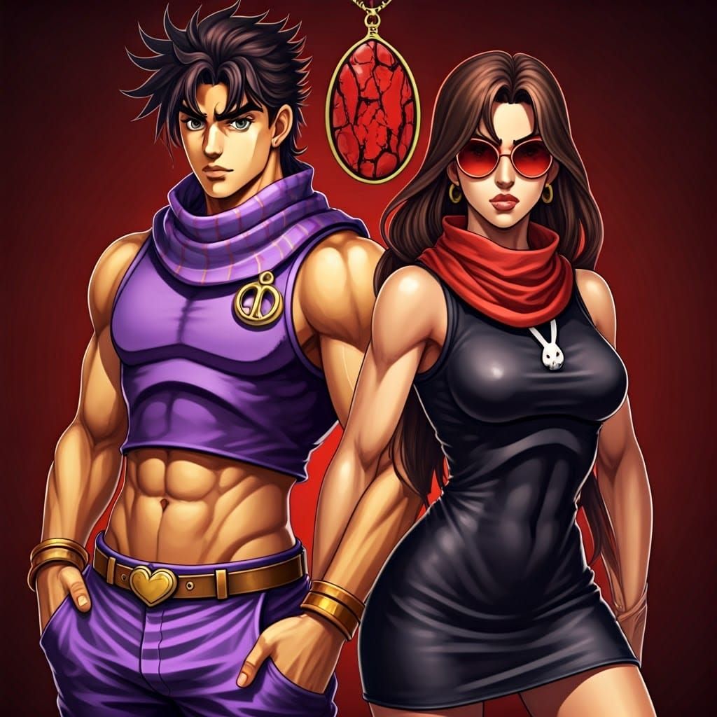 Joseph Joestar and Lisa Lisa in Anime-Inspired Portrait