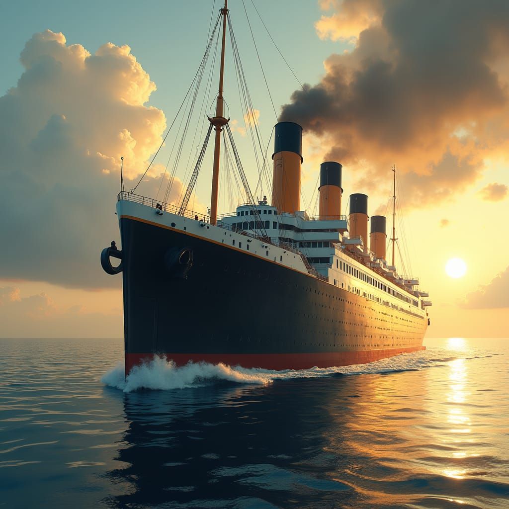 RMS Titanic at Sunset: Romantic Realism