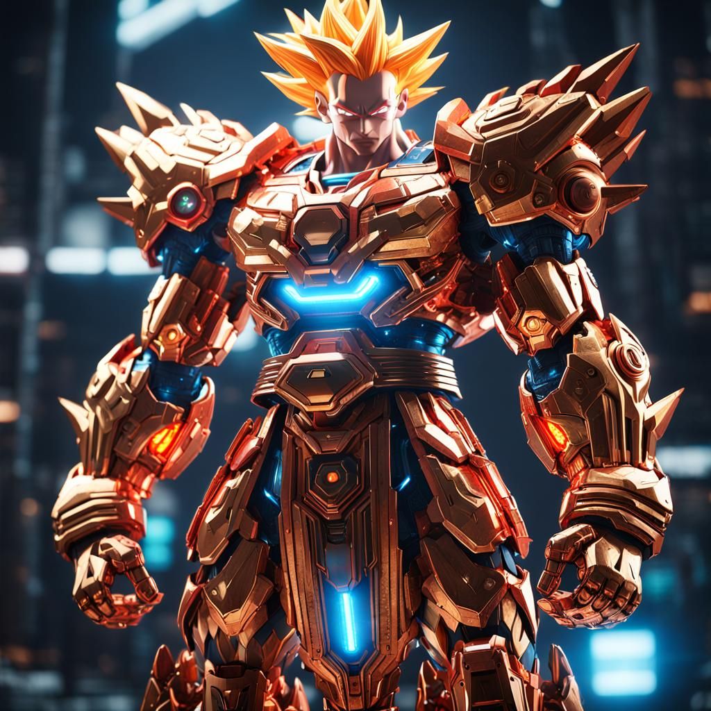 Goku Super Saiyan God in Sci-Fi Style