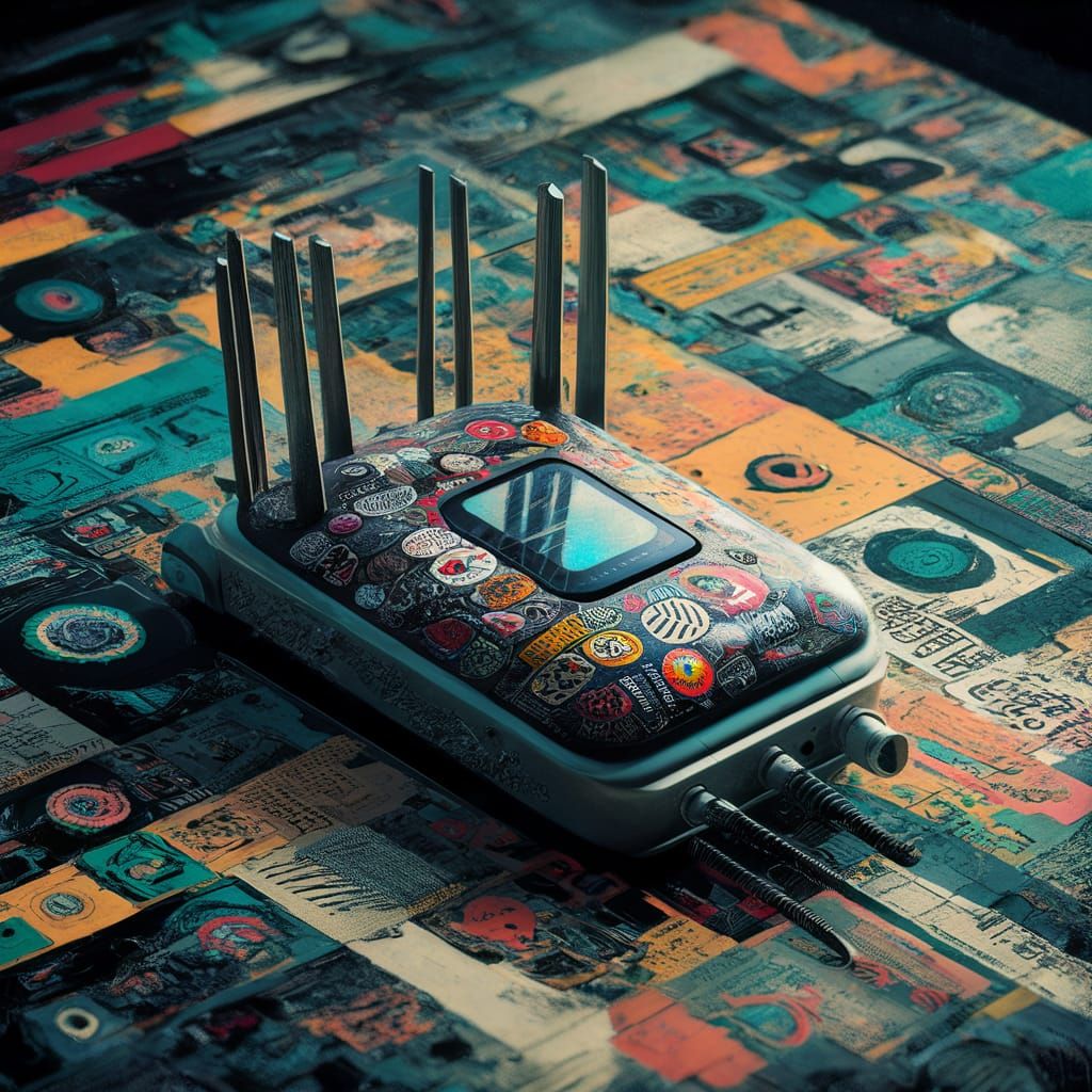 Futuristic Hacking Gadget in Underground Comix Mosaic